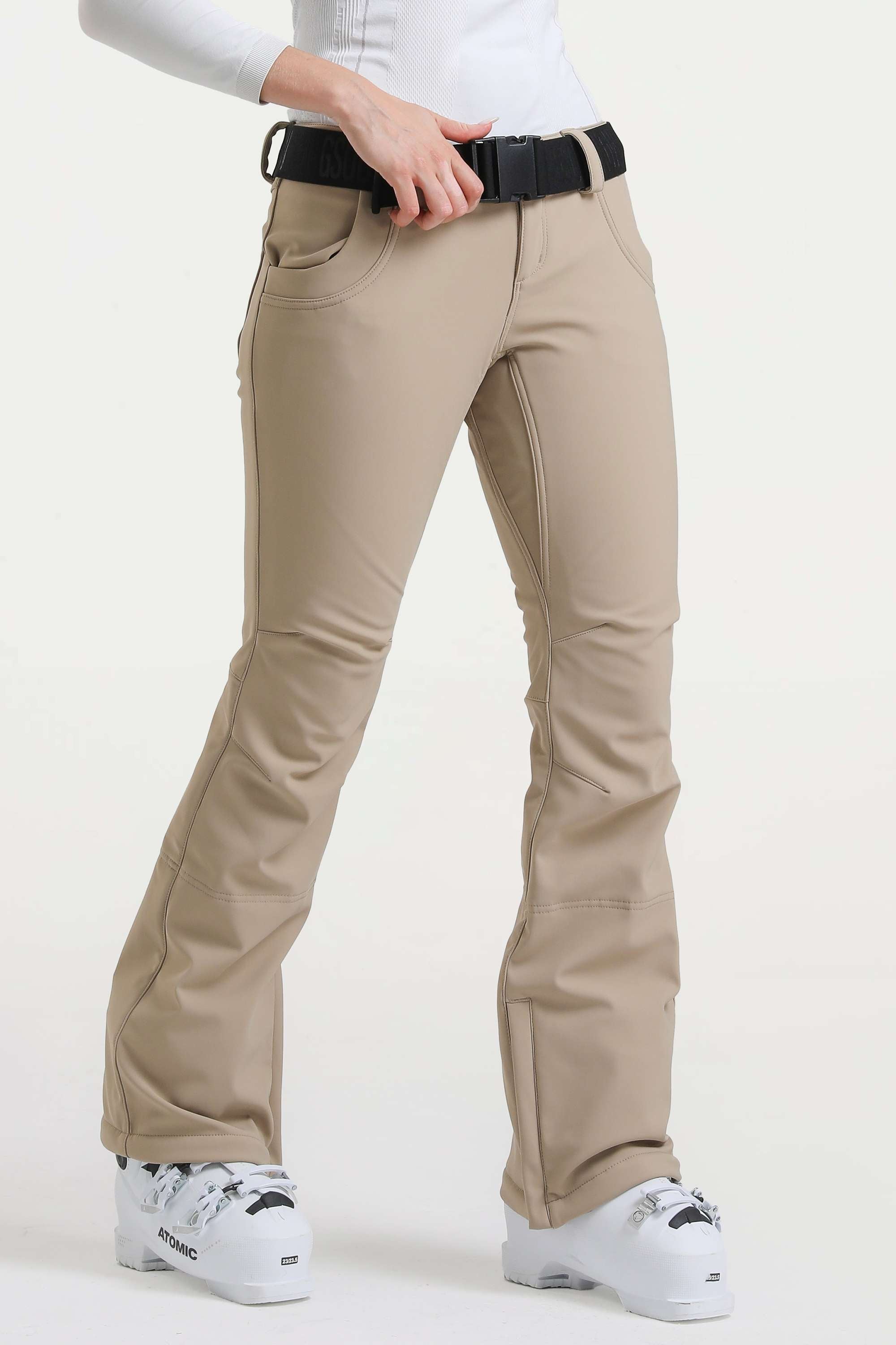 Navy Blue Slim-Fit Flared Hem Ski Pants Waterproof Snow Pants