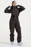 Women's Brown Asymmetric Belted Insulated Waterproof One-Piece Ski Suit Snowboard Suit
