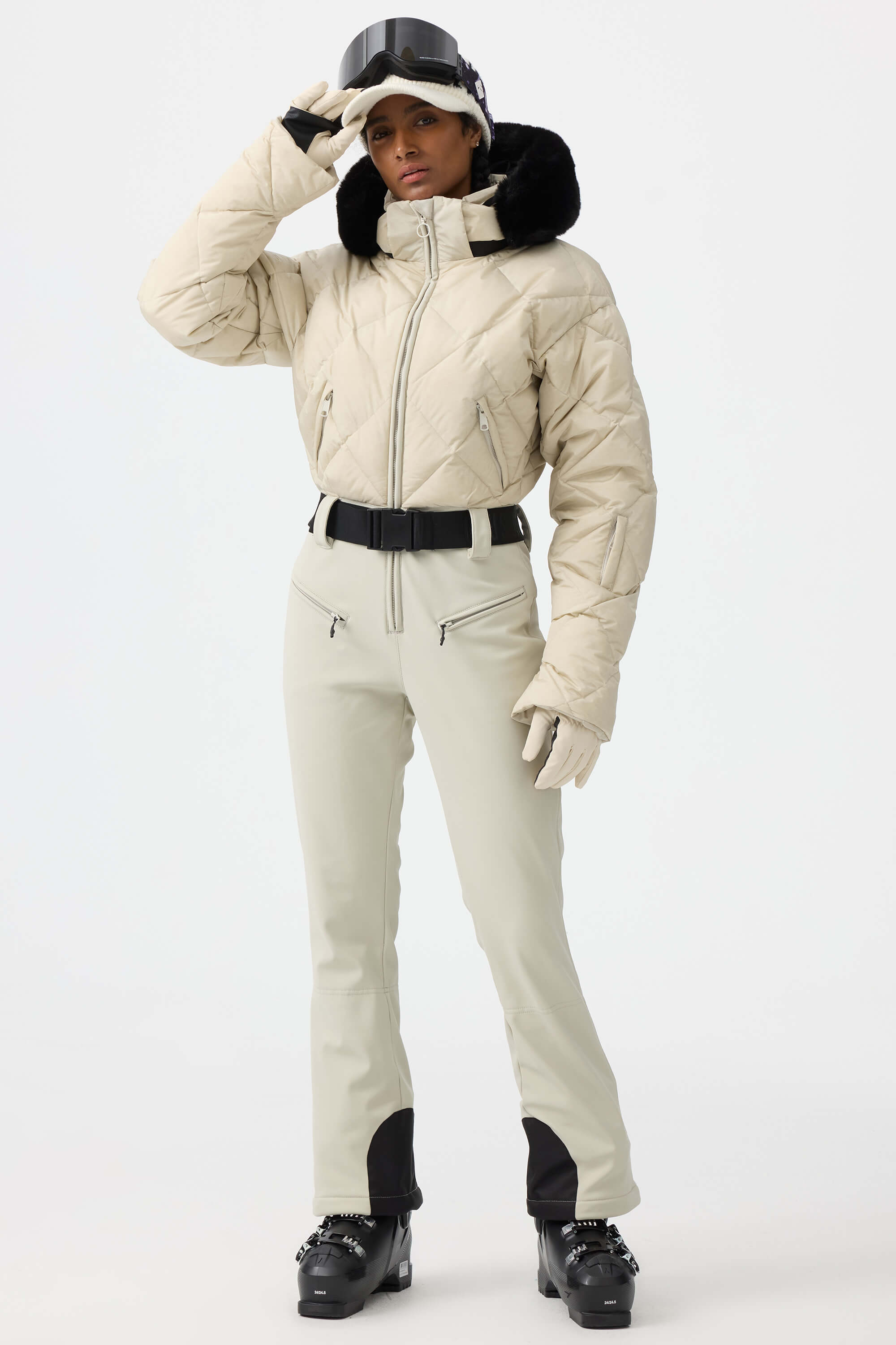 Women's Pink Durable Mini-Flare Leggings One-Piece Ski Suit Snowboard Suit