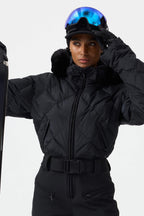 Women's Beige Durable Mini-Flare Leggings One-Piece Ski Suit Snowboard Suit