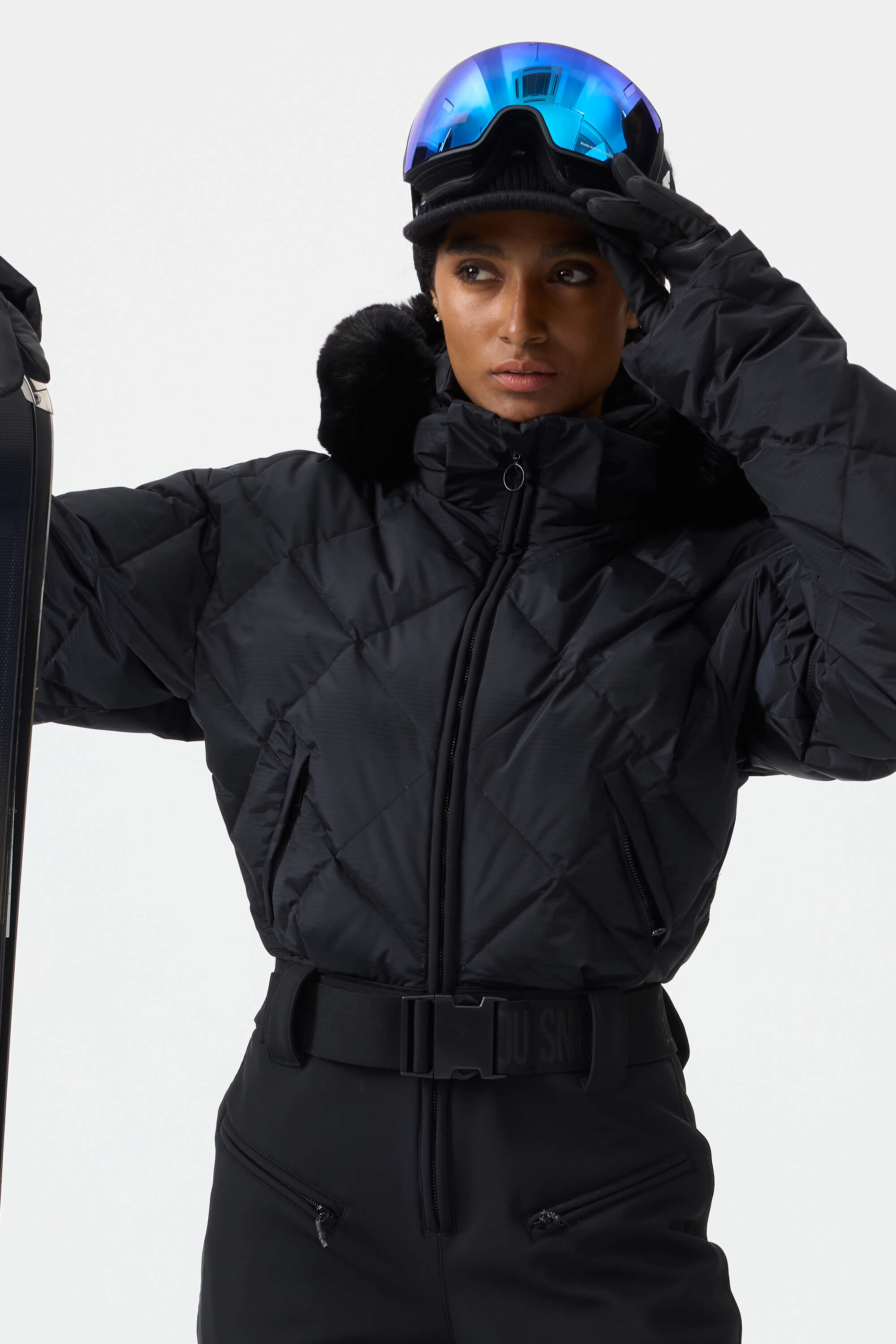 Women's Black Durable Mini-Flare Leggings One-Piece Ski Suit Snowboard Suit Secondary image