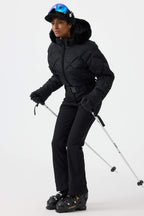 Women's Pink Durable Mini-Flare Leggings One-Piece Ski Suit Snowboard Suit