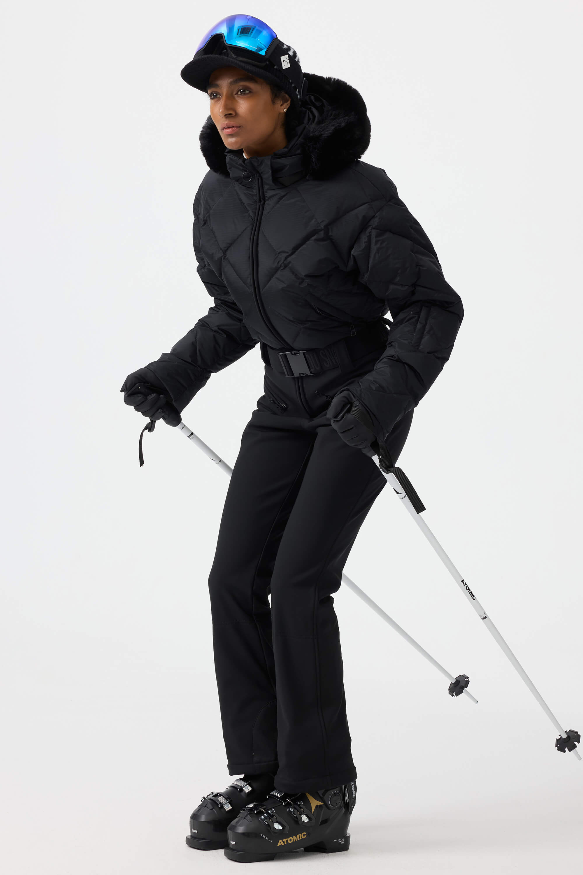 Women's Pink Durable Mini-Flare Leggings One-Piece Ski Suit Snowboard Suit