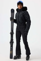 Women's Navy Durable Mini-Flare Leggings One-Piece Ski Suit Snowboard Suit
