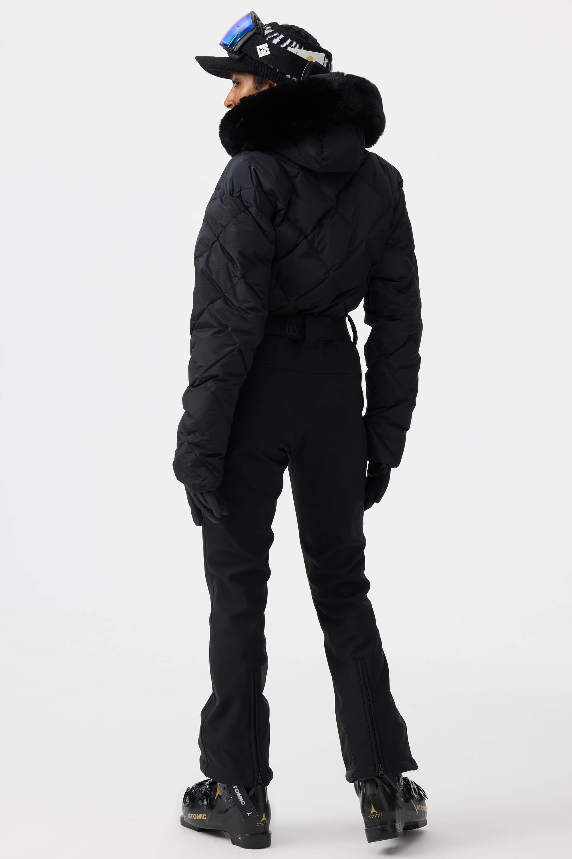 Women's Black Durable Mini-Flare Leggings One-Piece Ski Suit Snowboard Suit