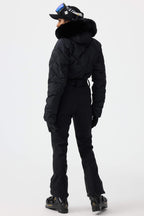 Women's Navy Durable Mini-Flare Leggings One-Piece Ski Suit Snowboard Suit