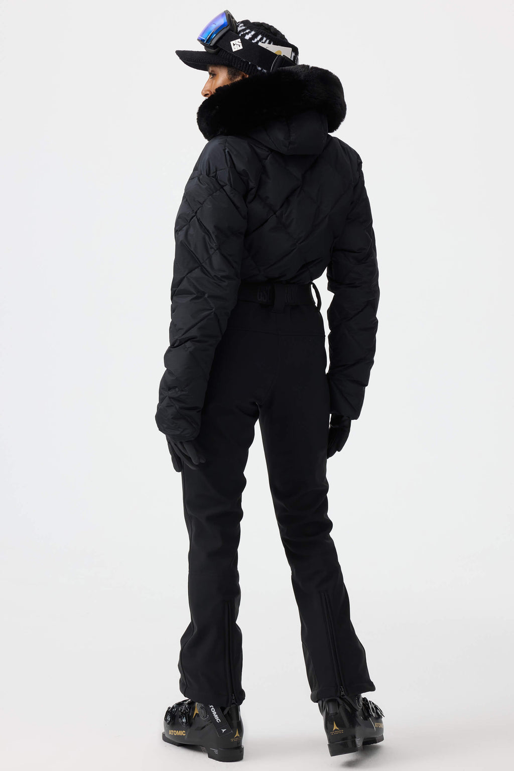Women's Beige Durable Mini-Flare Leggings One-Piece Ski Suit Snowboard Suit
