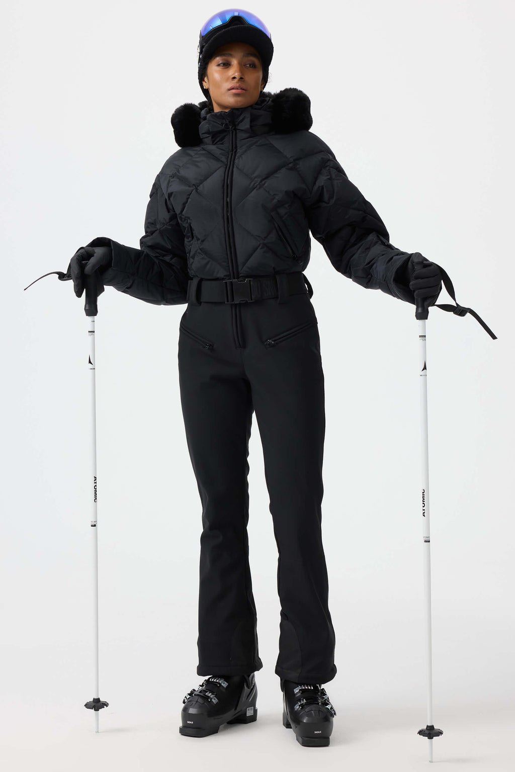 Women's Pink Durable Mini-Flare Leggings One-Piece Ski Suit Snowboard Suit