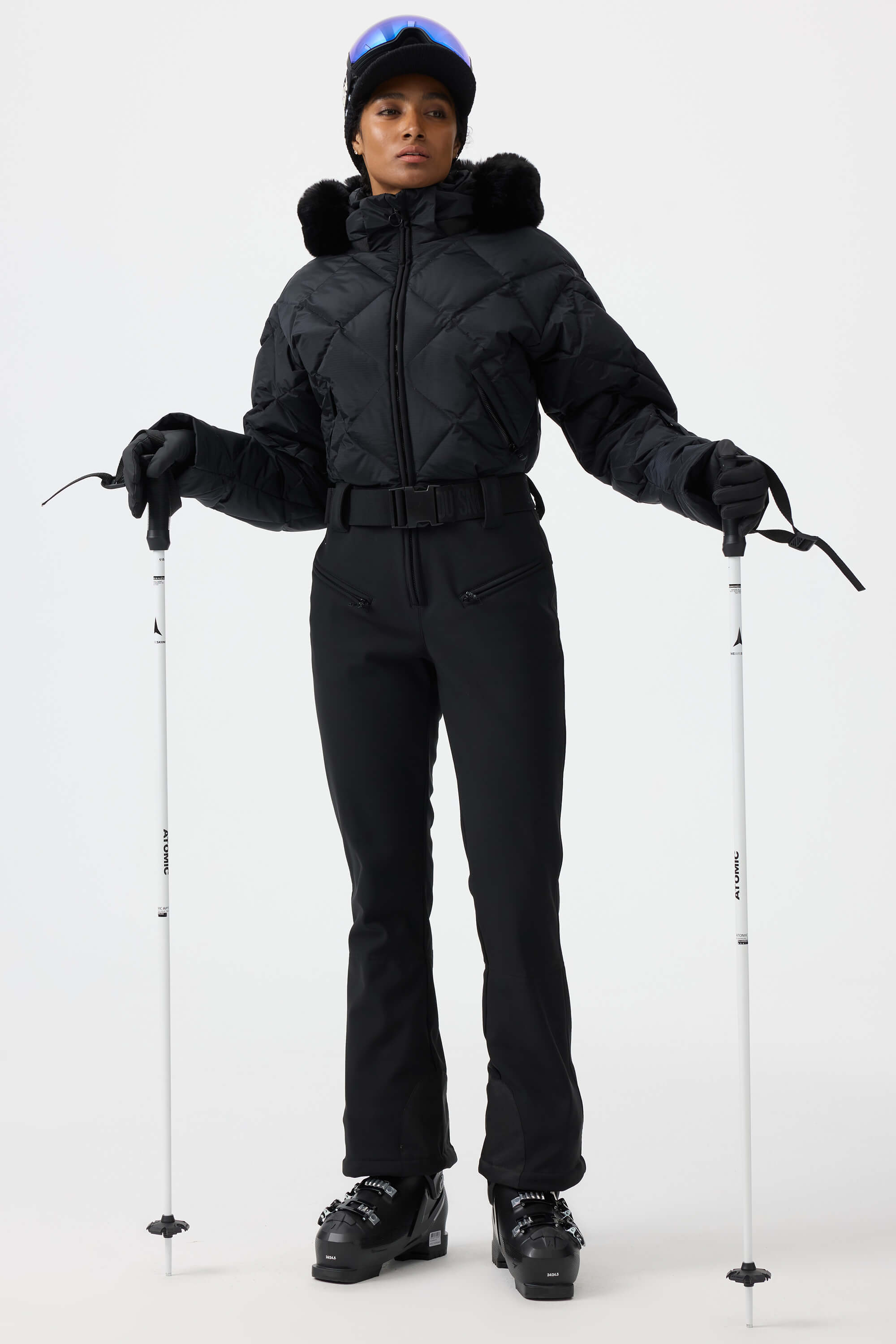 Women's Beige Durable Mini-Flare Leggings One-Piece Ski Suit Snowboard Suit
