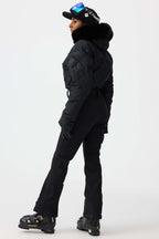Women's Beige Durable Mini-Flare Leggings One-Piece Ski Suit Snowboard Suit