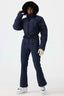 Women's Navy Durable Mini-Flare Leggings One-Piece Ski Suit Snowboard Suit