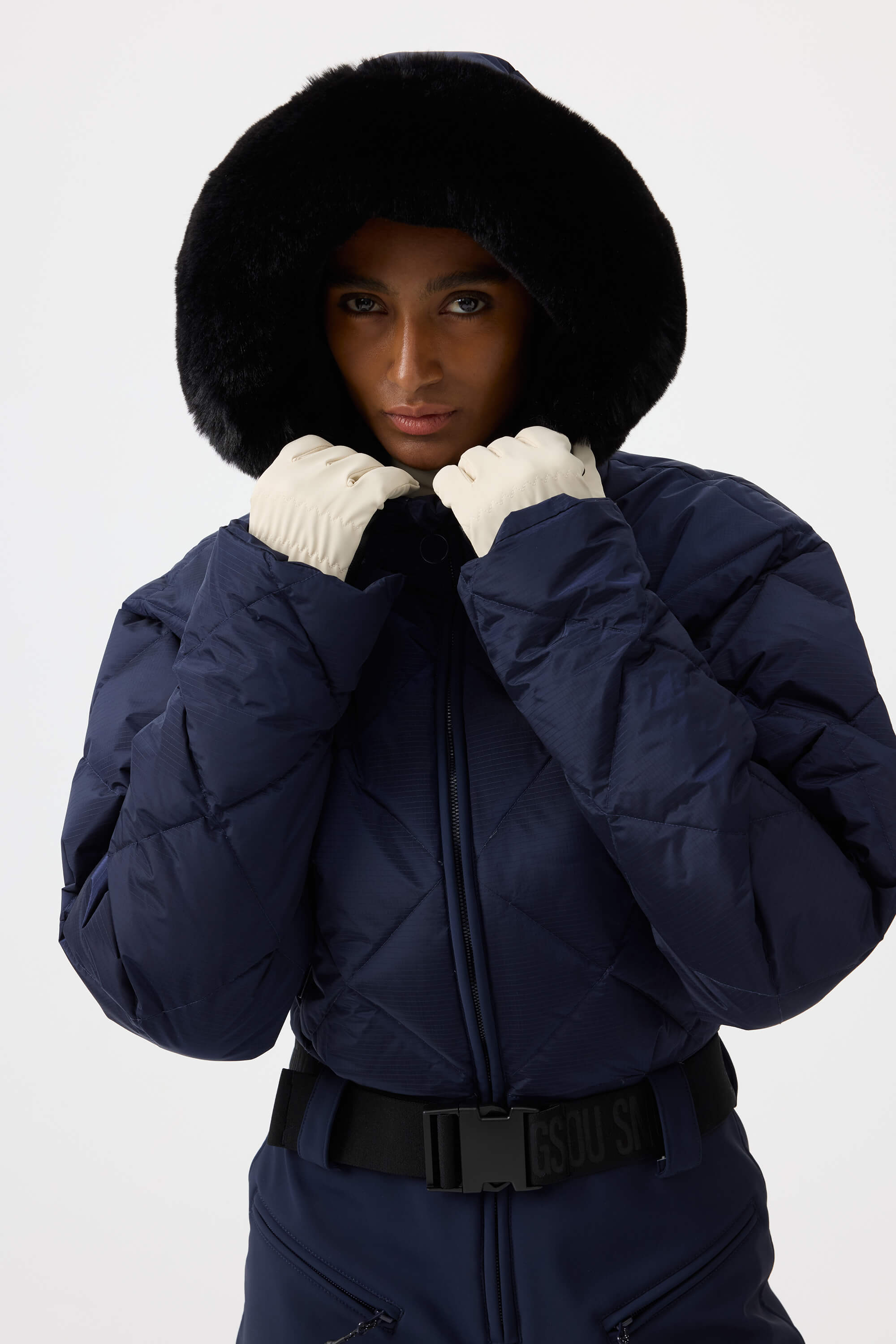 Women's Navy Durable Mini-Flare Leggings One-Piece Ski Suit Snowboard Suit Secondary image