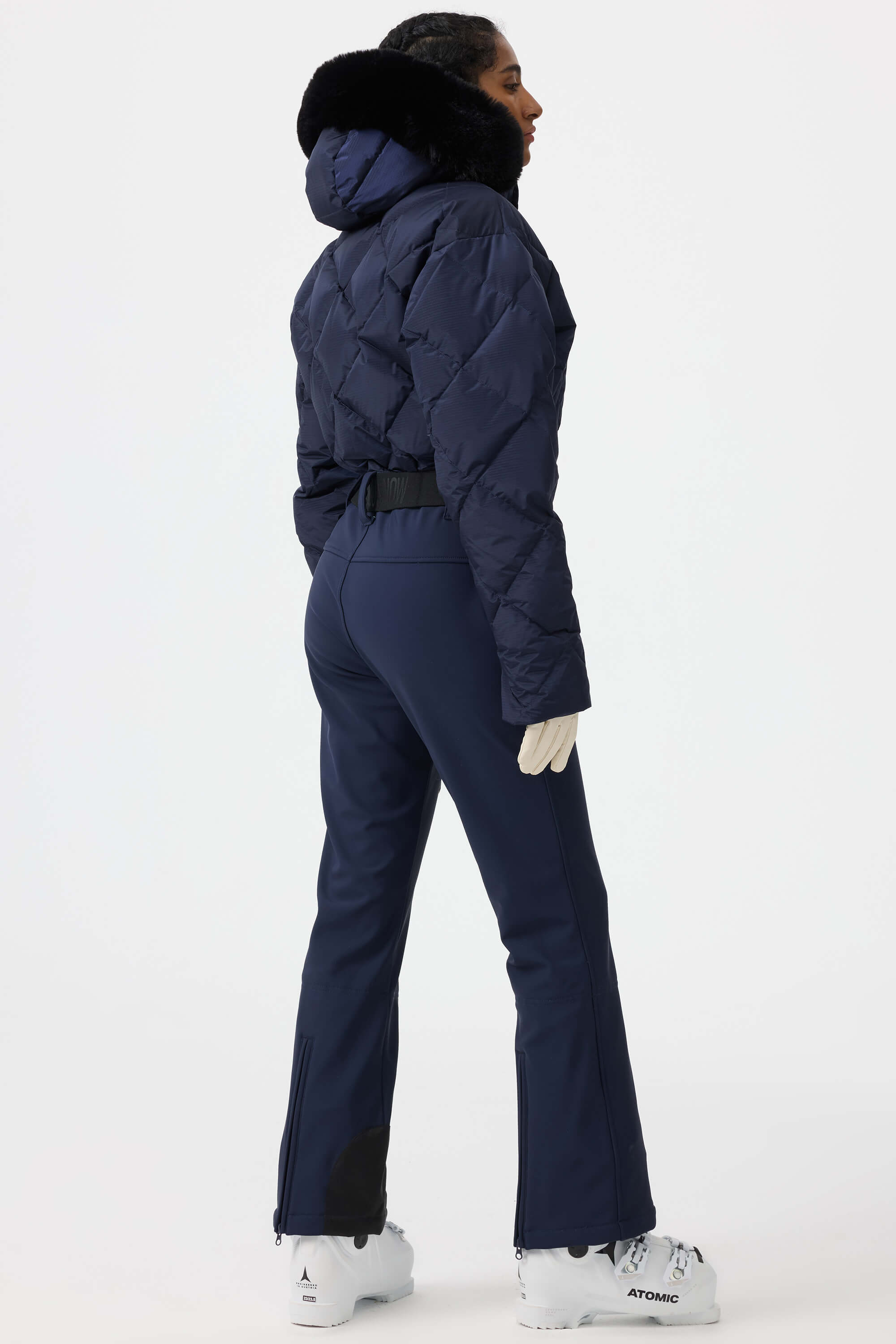 Women's Beige Durable Mini-Flare Leggings One-Piece Ski Suit Snowboard Suit