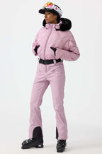 Women's Pink Durable Mini-Flare Leggings One-Piece Ski Suit Snowboard Suit