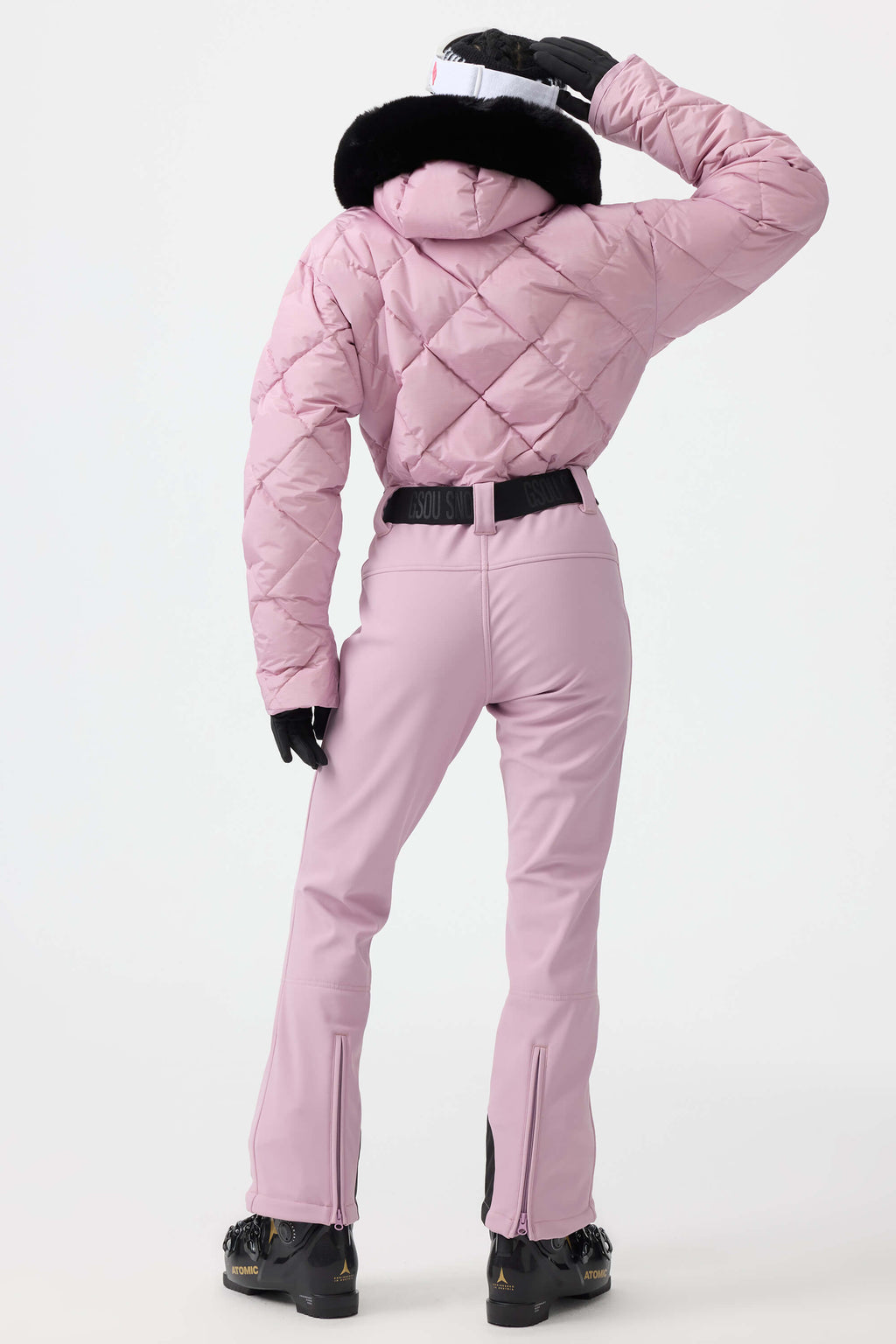 Women's Pink Durable Mini-Flare Leggings One-Piece Ski Suit Snowboard Suit