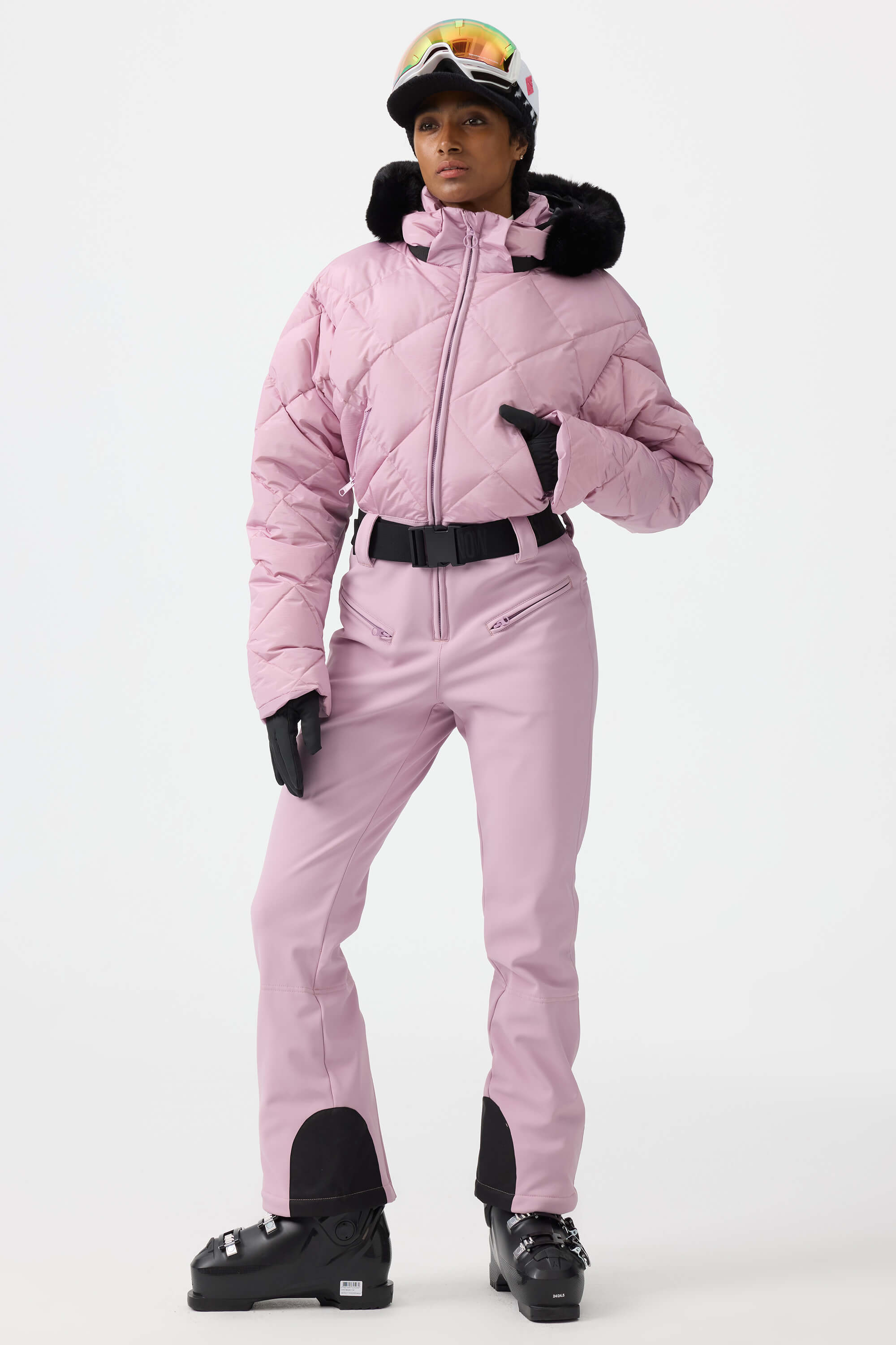Women's Black Durable Mini-Flare Leggings One-Piece Ski Suit Snowboard Suit