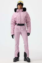 Women's Pink Durable Mini-Flare Leggings One-Piece Ski Suit Snowboard Suit