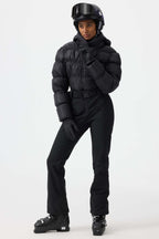 Women's White Stain-Resistant Down One-Piece Ski Suit Snowboard Suit