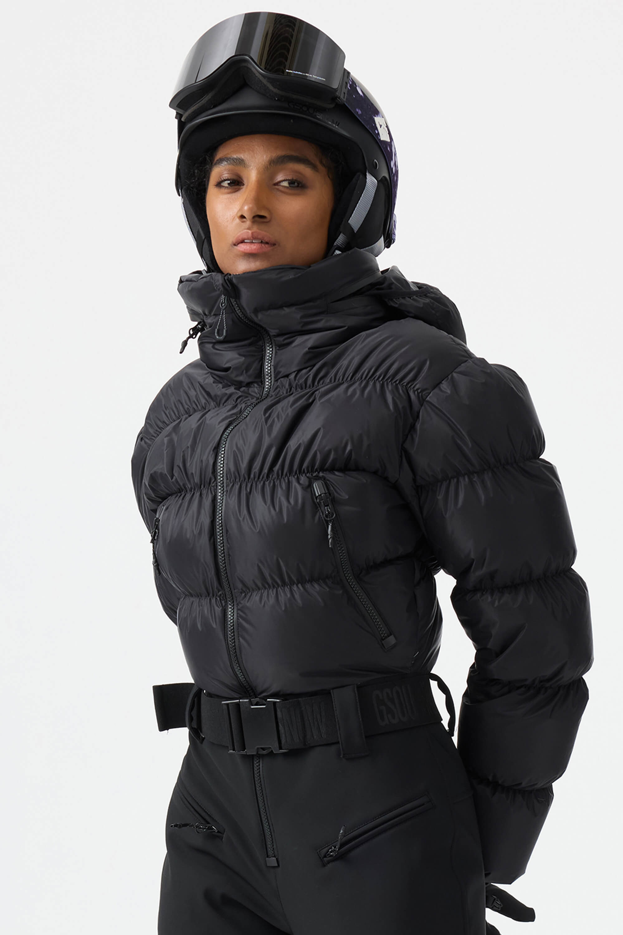 Women's Neon Orange Stain-Resistant Down One-Piece Ski Suit Snowboard Suit