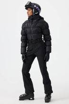 Women's White Stain-Resistant Down One-Piece Ski Suit Snowboard Suit