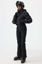 Women's Neon Orange Stain-Resistant Down One-Piece Ski Suit Snowboard Suit