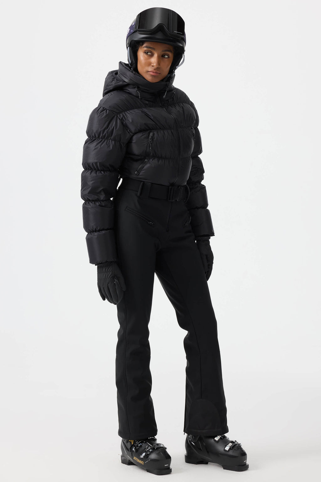 Women's White Stain-Resistant Down One-Piece Ski Suit Snowboard Suit