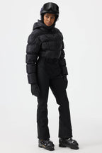 Women's Neon Orange Stain-Resistant Down One-Piece Ski Suit Snowboard Suit