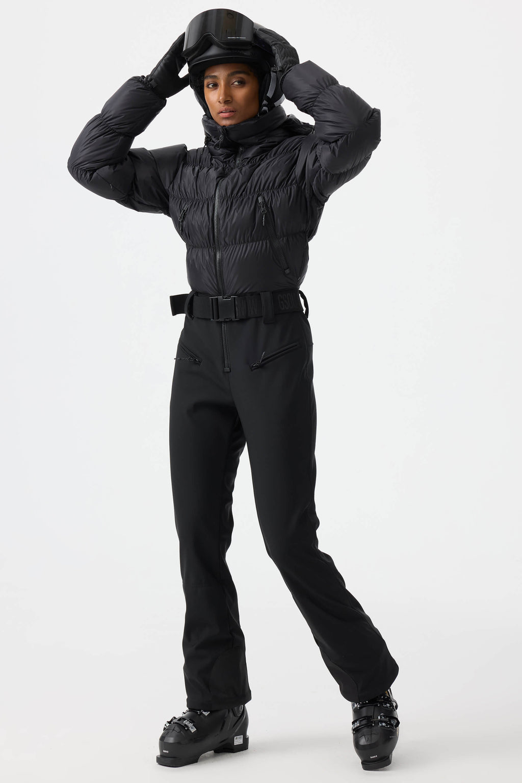 Women's Black Stain-Resistant Down One-Piece Ski Suit Snowboard Suit