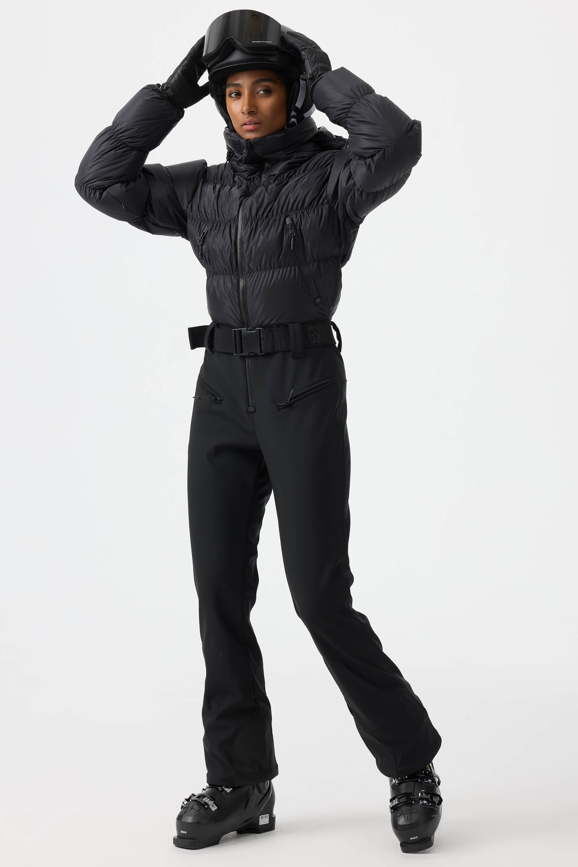 Women's Neon Orange Stain-Resistant Down One-Piece Ski Suit Snowboard Suit