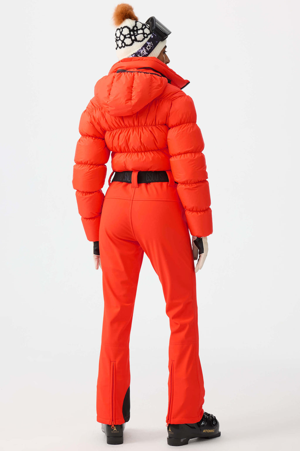 Women's Black Stain-Resistant Down One-Piece Ski Suit Snowboard Suit