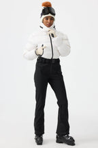 Women's Black Stain-Resistant Down One-Piece Ski Suit Snowboard Suit