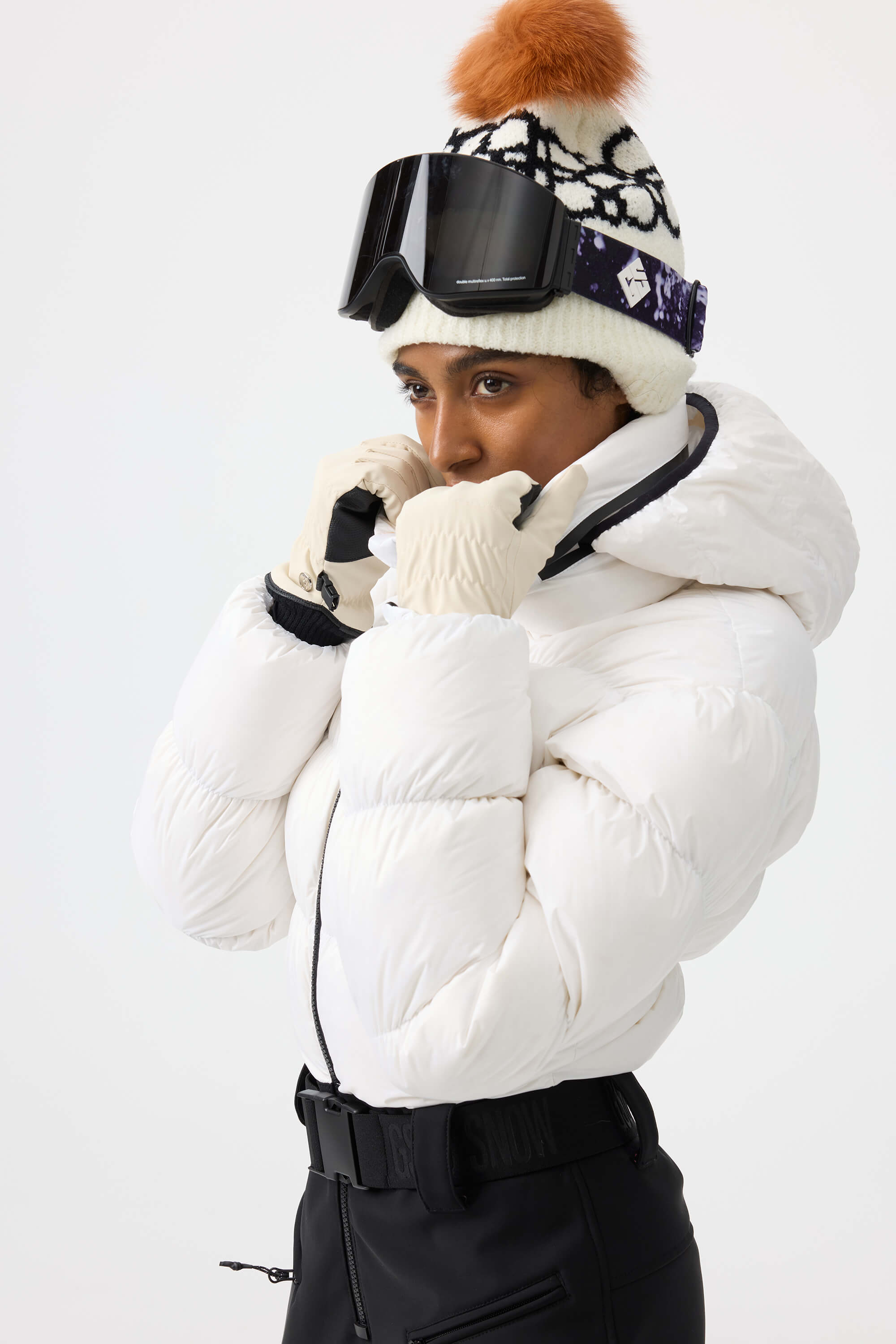 Women's Black Stain-Resistant Down One-Piece Ski Suit Snowboard Suit