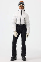 Women's Black Stain-Resistant Down One-Piece Ski Suit Snowboard Suit