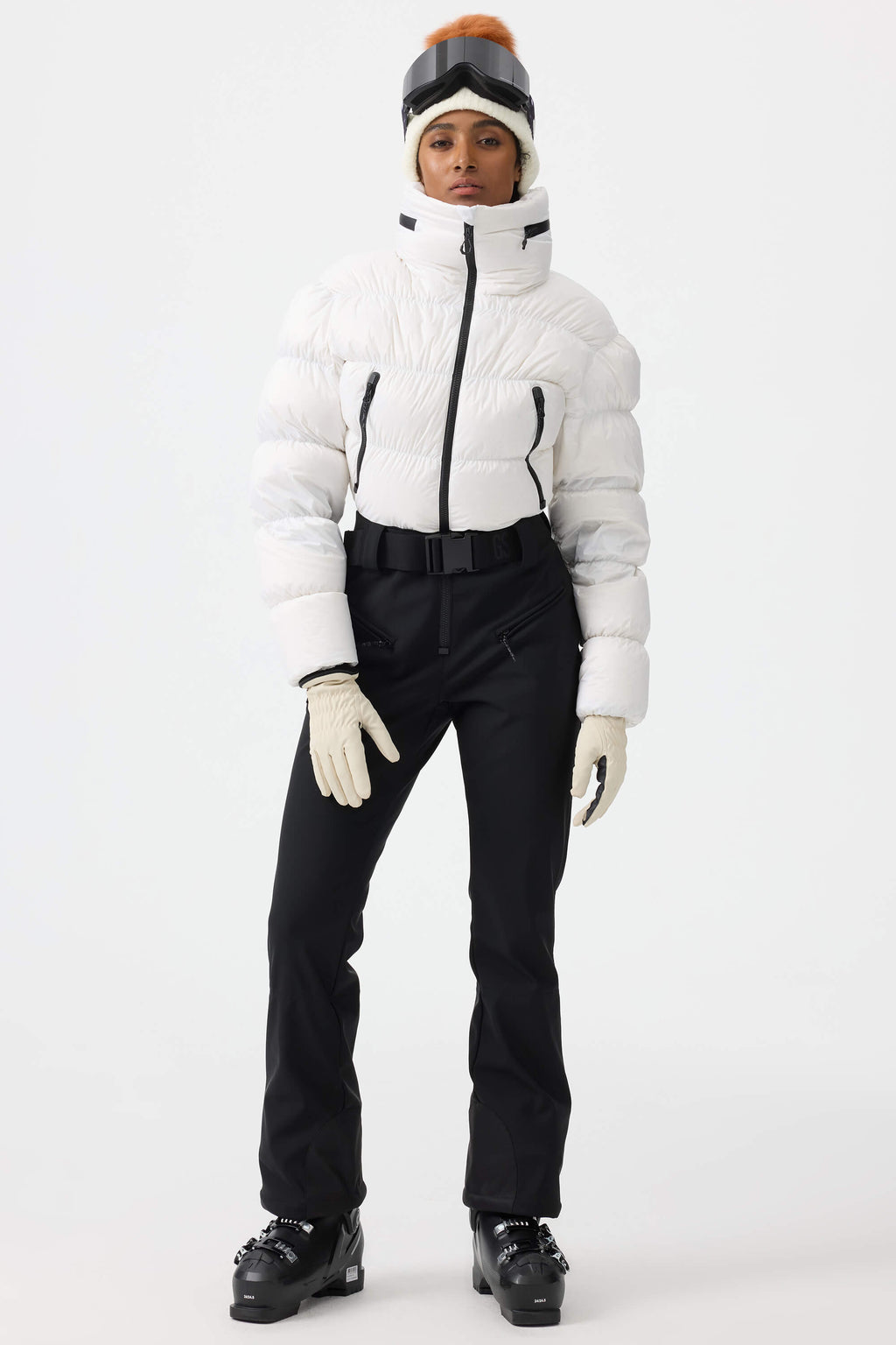 Women's White Stain-Resistant Down One-Piece Ski Suit Snowboard Suit