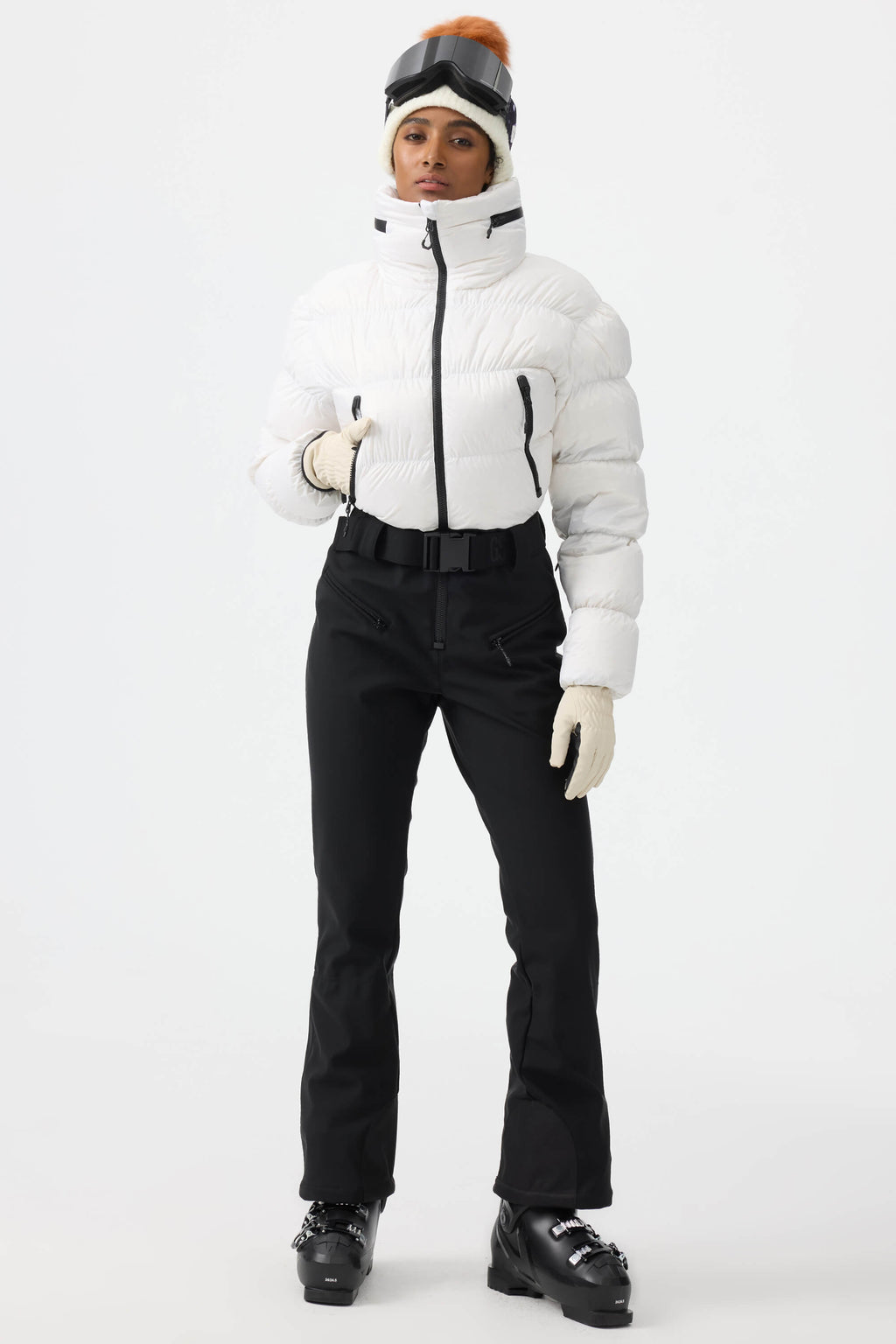Women's Neon Orange Stain-Resistant Down One-Piece Ski Suit Snowboard Suit