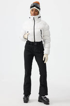Women's White Stain-Resistant Down One-Piece Ski Suit Snowboard Suit