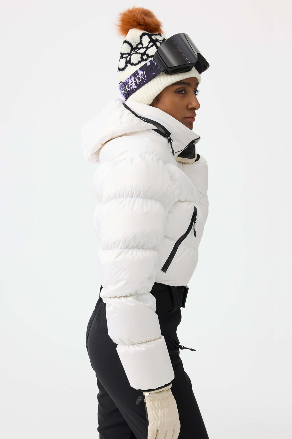 Women's Black Stain-Resistant Down One-Piece Ski Suit Snowboard Suit