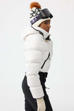 Women's White Stain-Resistant Down One-Piece Ski Suit Snowboard Suit