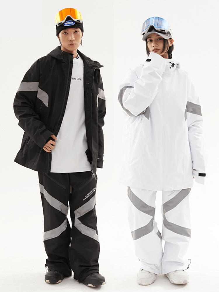 3L Adventure Reflective Men's Snowboard Jacket and Pants Snow Suit - Doorek