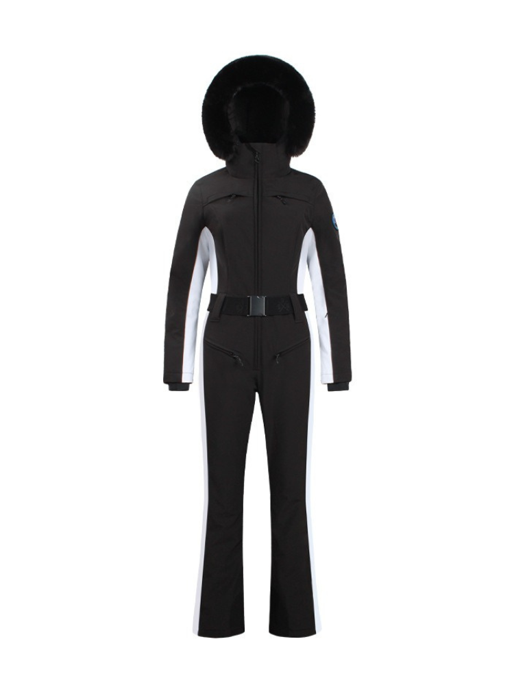 Women's Faux-Fur Slim One Piece Ski Suits