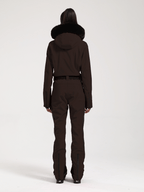 Women's Faux-Fur Slim Ski Jumpsuit One Piece Ski Suit