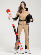 Women's Faux-Fur Slim Ski Jumpsuit One Piece Ski Suit