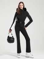 Women's Faux-Fur Slim One Piece Ski Suits