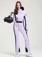 Women's Faux-Fur Slim Ski Jumpsuit One Piece Ski Suit