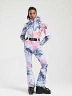 Women's Belted Flare Slim One Piece Ski Suits