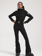 Women's Belted Flare Slim One Piece Ski Suits