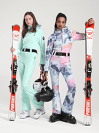 Women's Belted Flare Slim One Piece Ski Suits