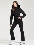 Women' One Piece Ski Suits Classic Faux-Fur Ski Jumpsuit