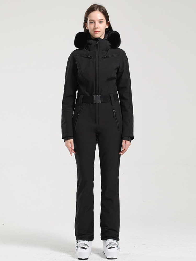 Women' One Piece Ski Suits Classic Faux-Fur Ski Jumpsuit