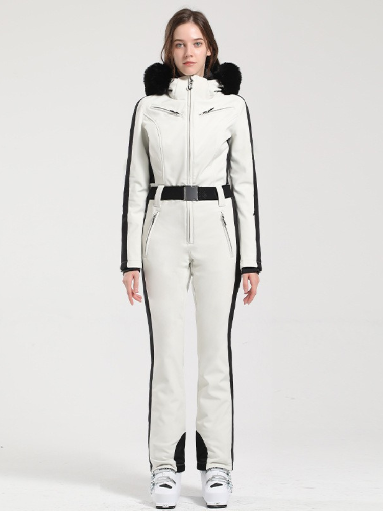 Women' One Piece Ski Suits Classic Faux-Fur Ski Jumpsuit